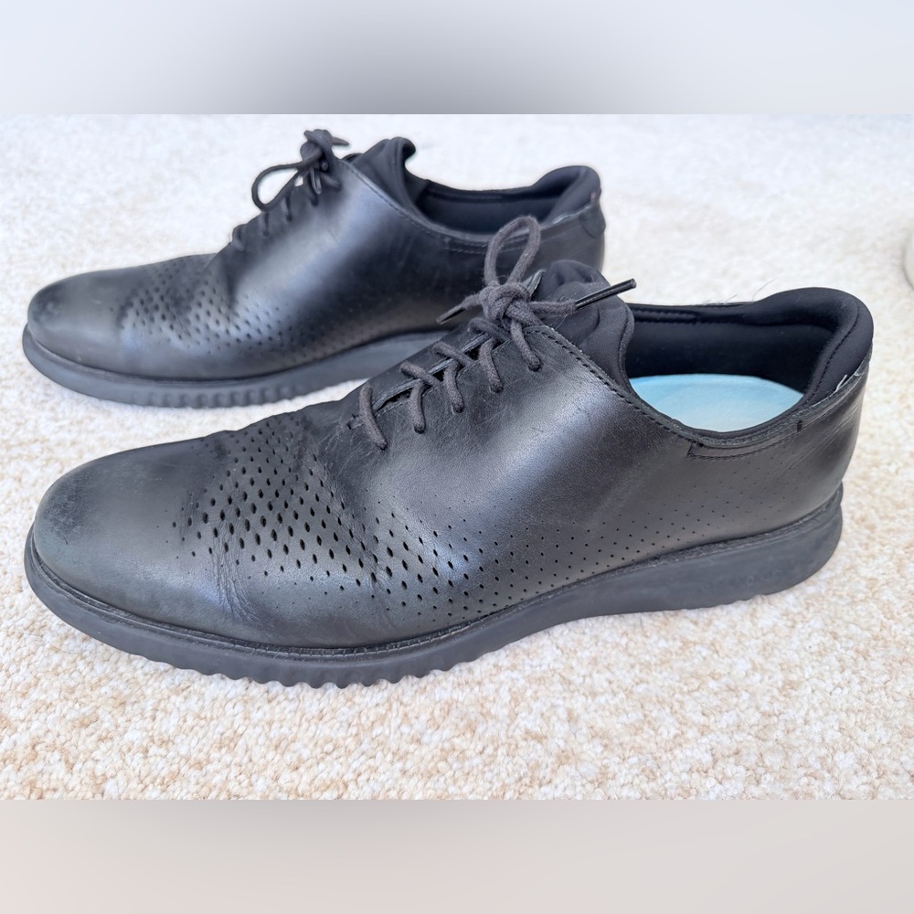 Cole Haan Black Perforated Leather Derby Sneakers